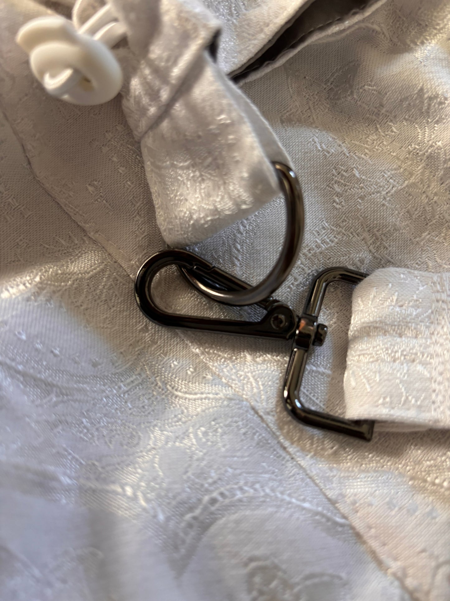 Mini White Draw Tote with Removal Over-the-Shoulder Strap