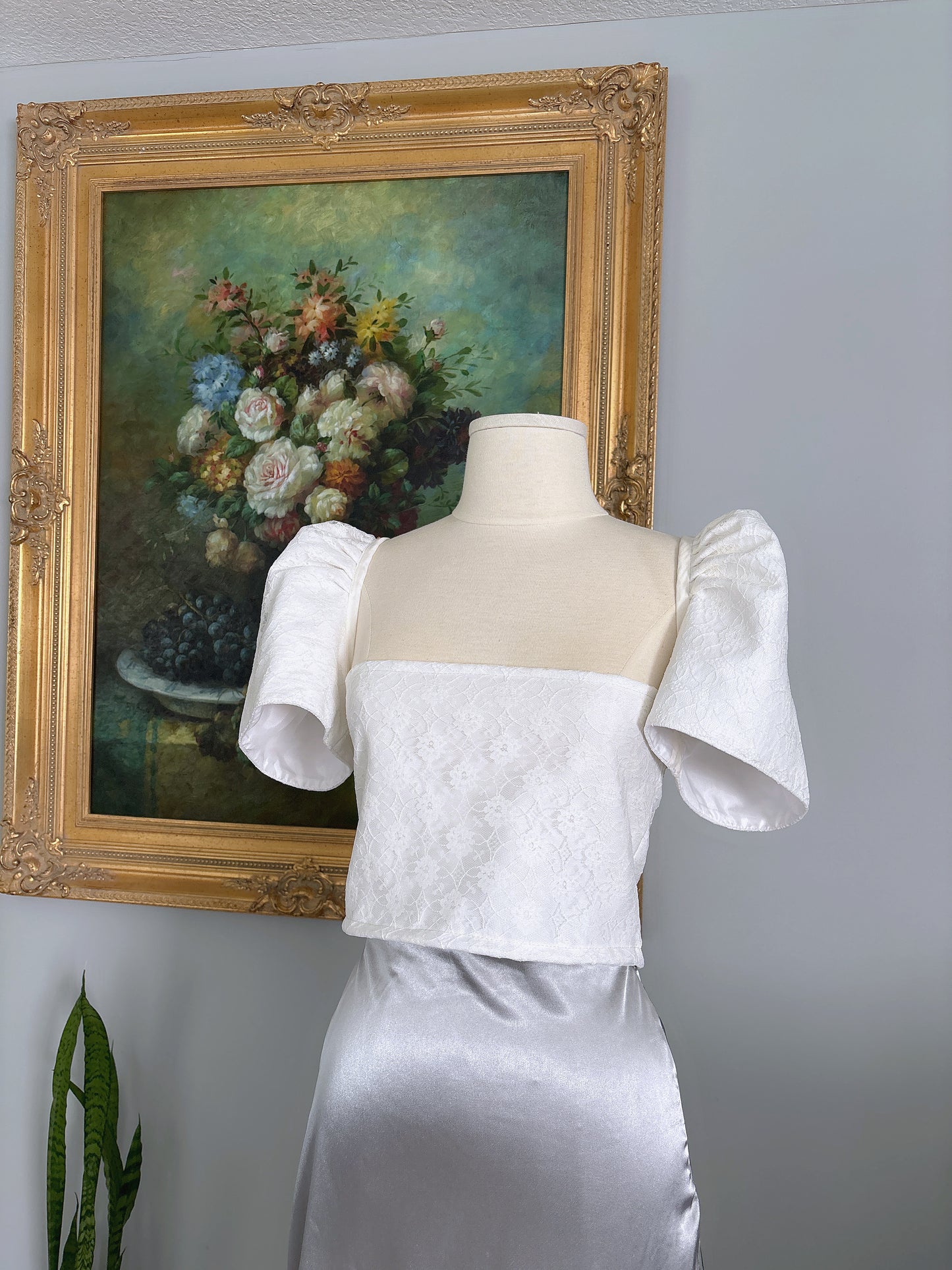 Cropped White Lace Filipiniana Top