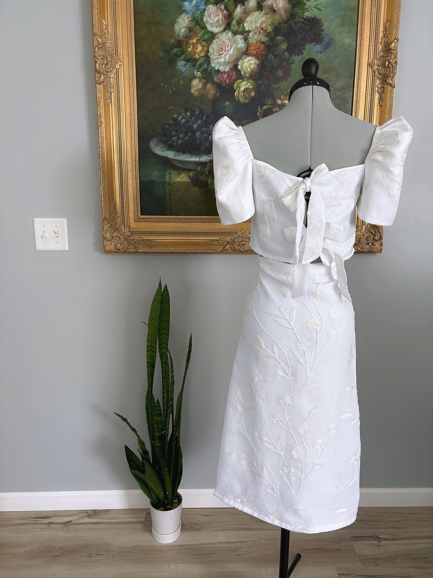 White Floral Filipiniana Set