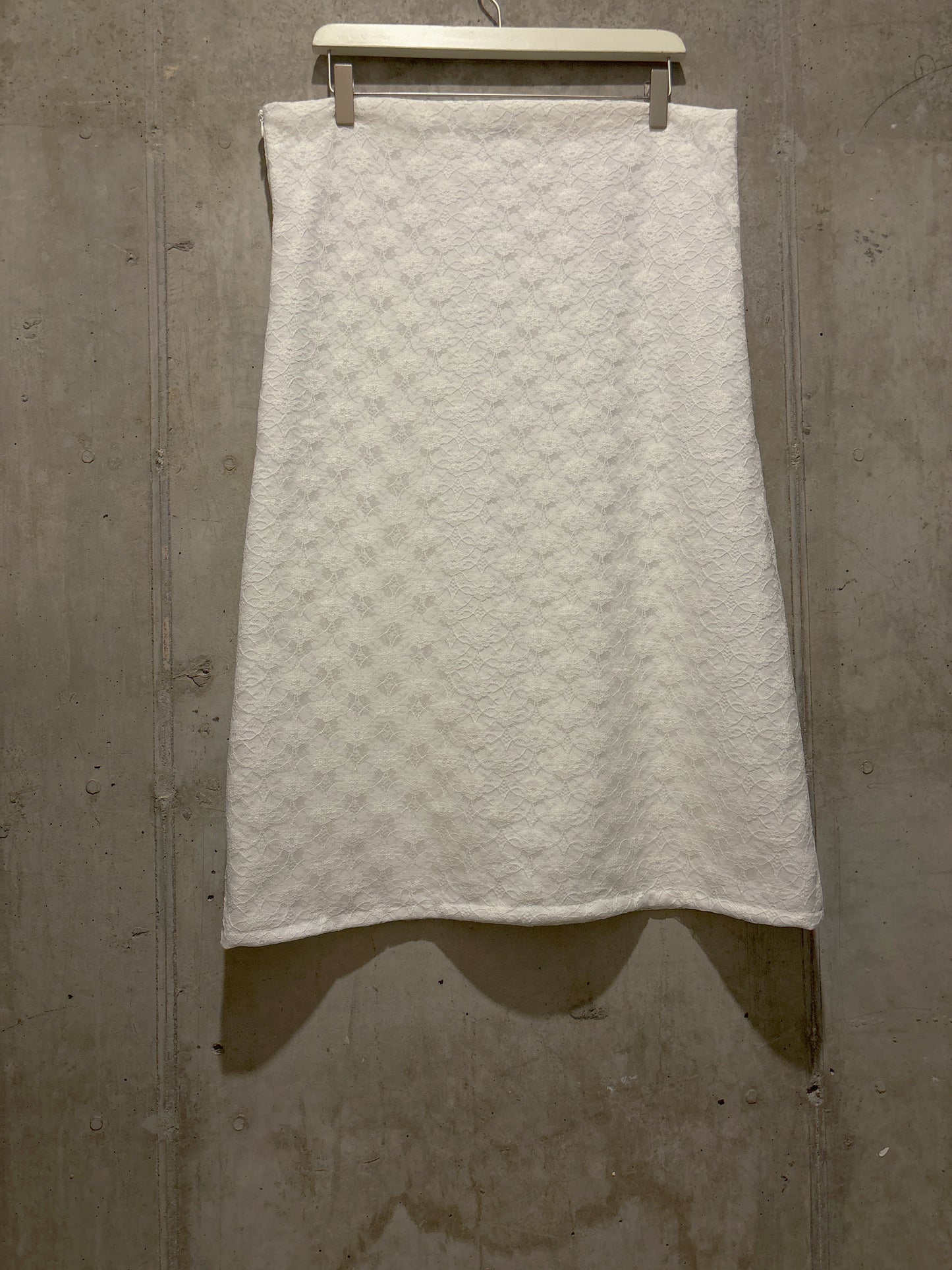 Long White Floral Lace Skirt