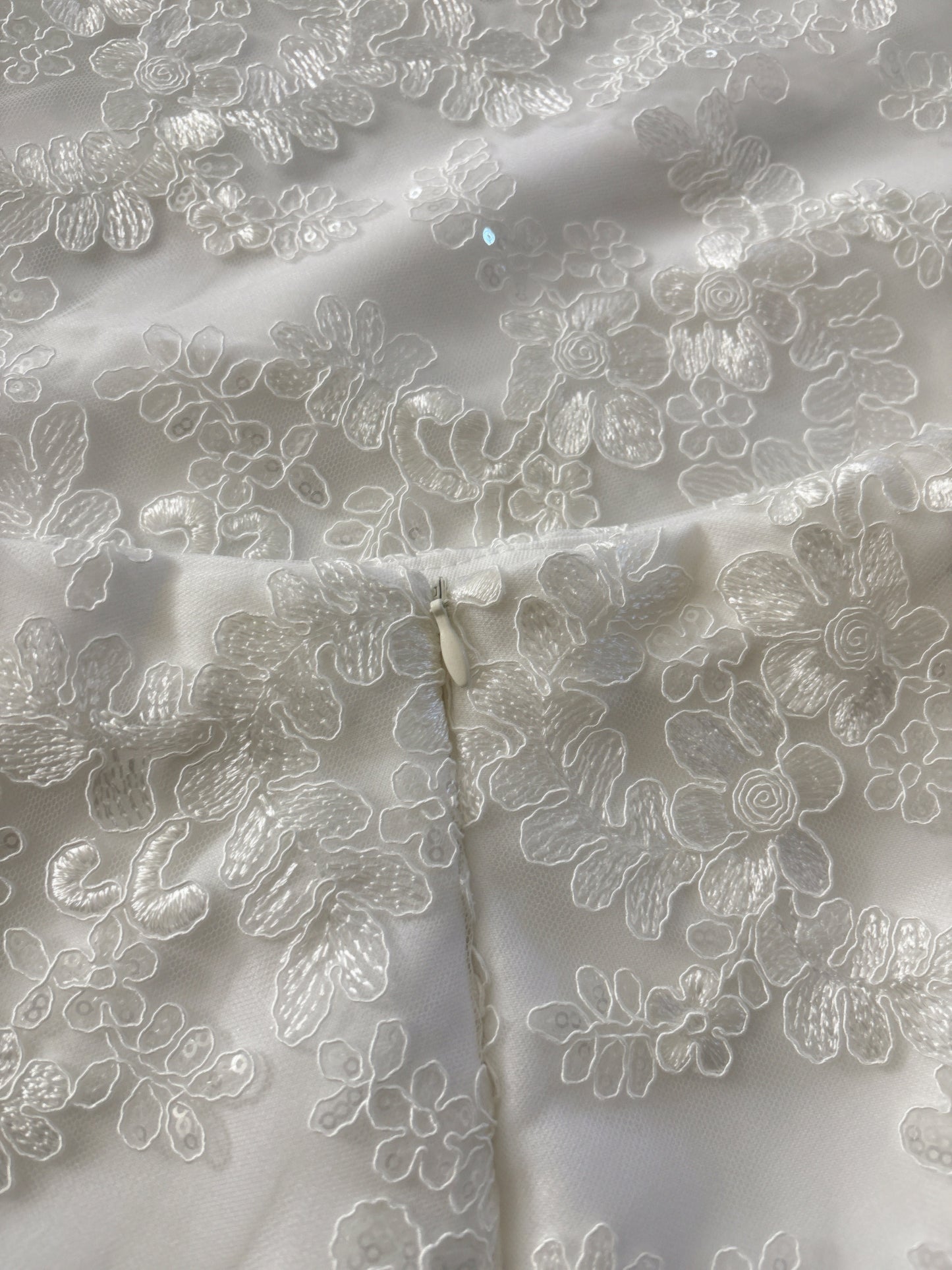 Long White Floral Skirt