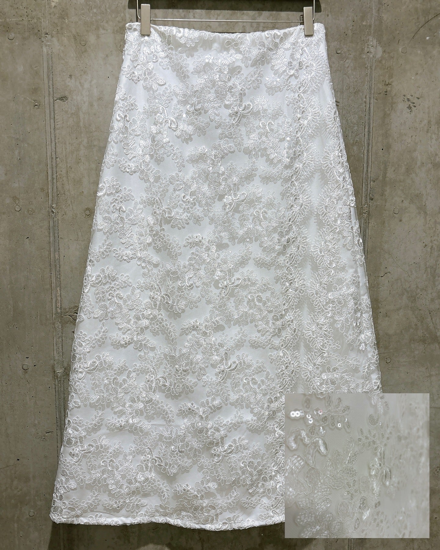 Long White Floral Skirt