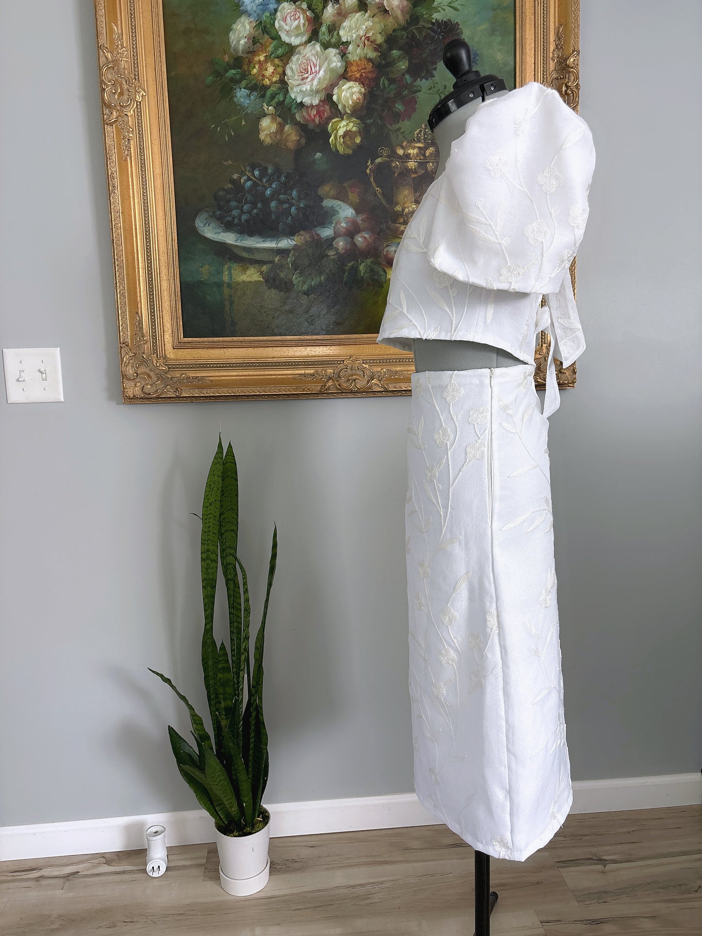 White Floral Filipiniana Set
