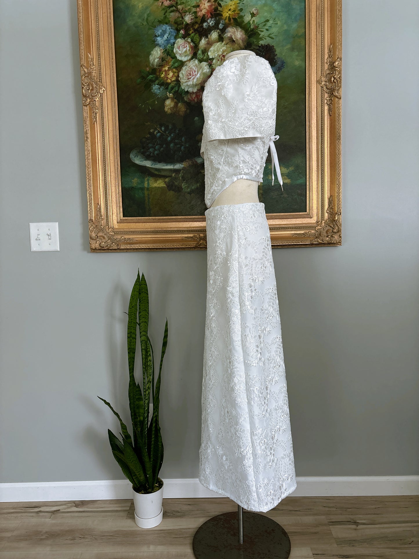 White Floral Lace Filipiniana Corset Top
