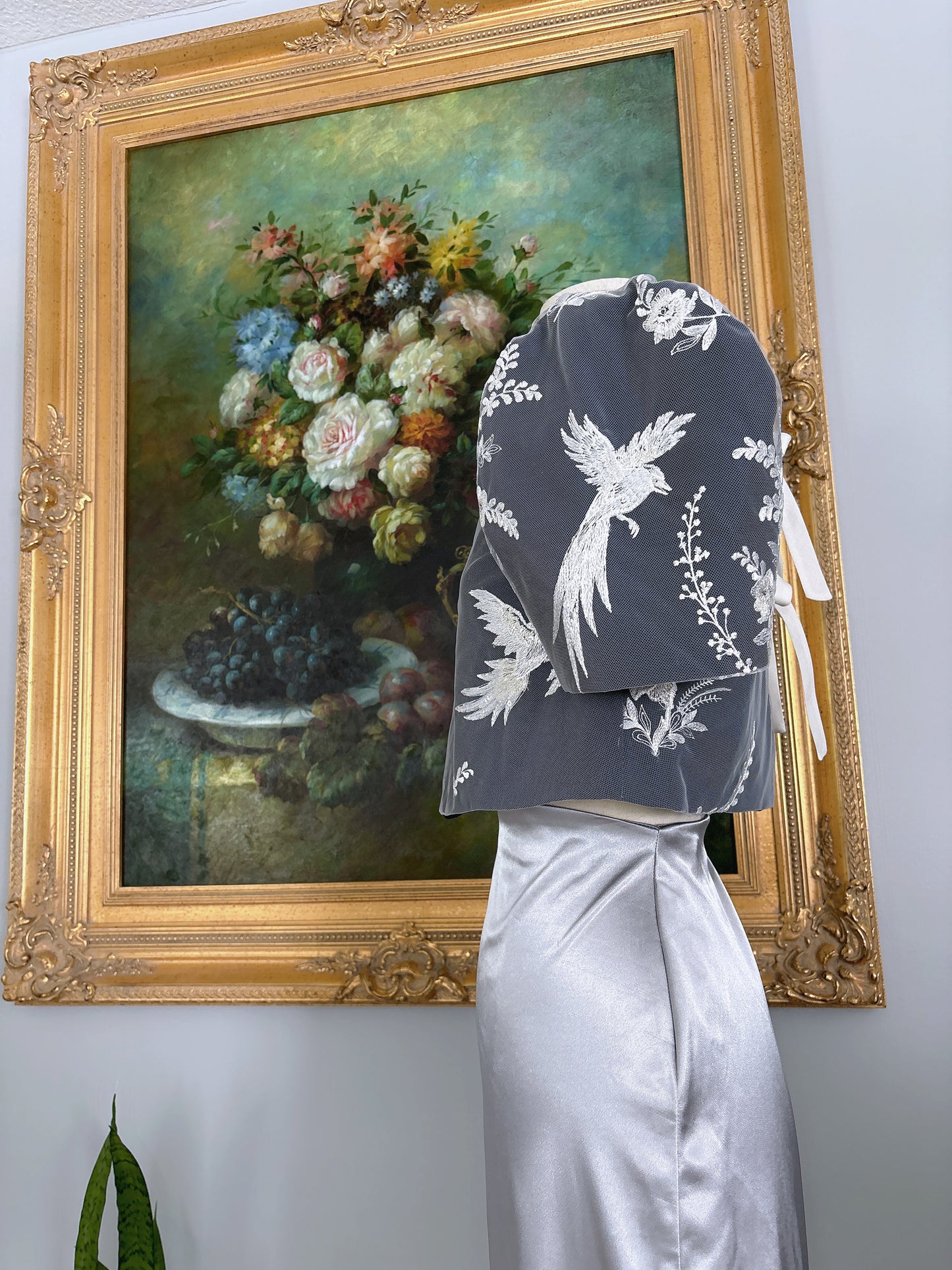 Cropped Blue Floral Filipiniana Top
