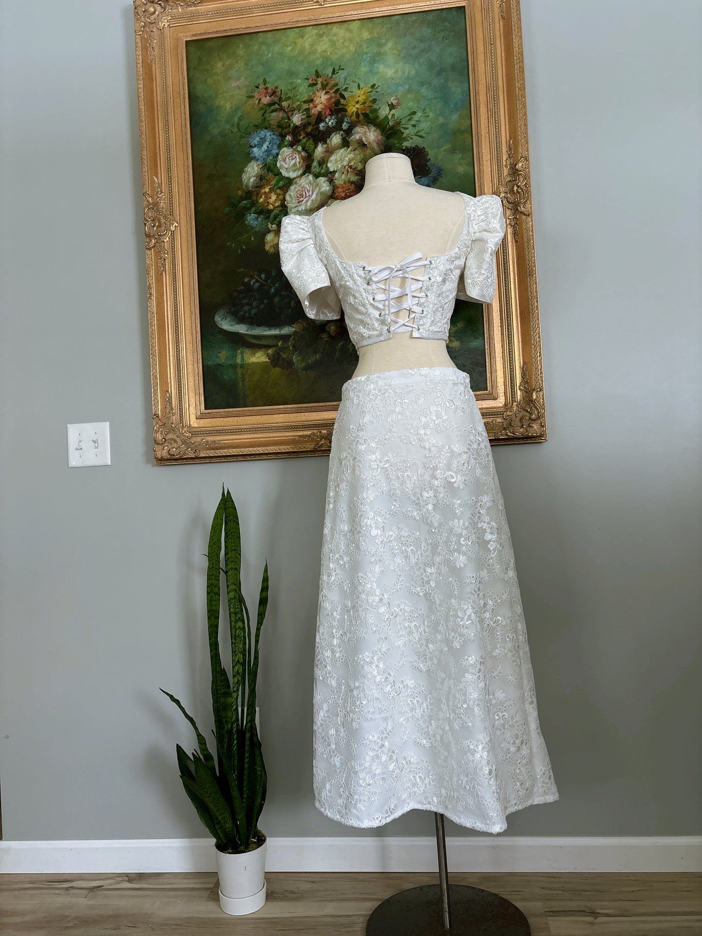 White Floral Lace Filipiniana Corset Top
