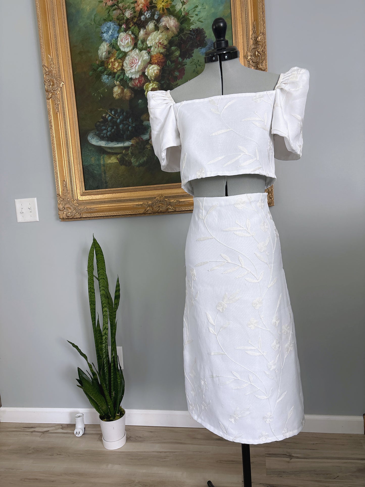 White Floral Filipiniana Set