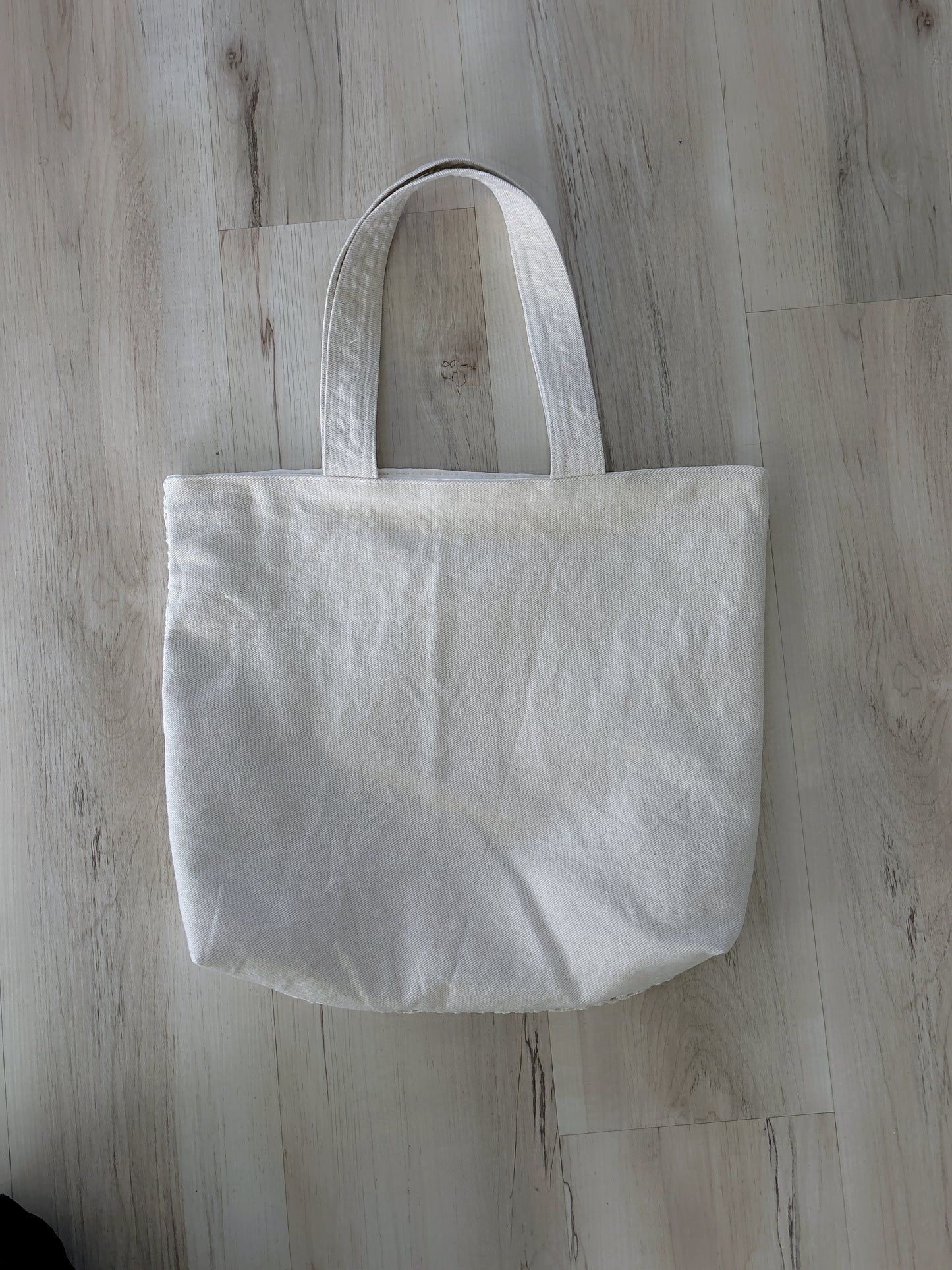 Beige Tote Bag With Brown Star - Large