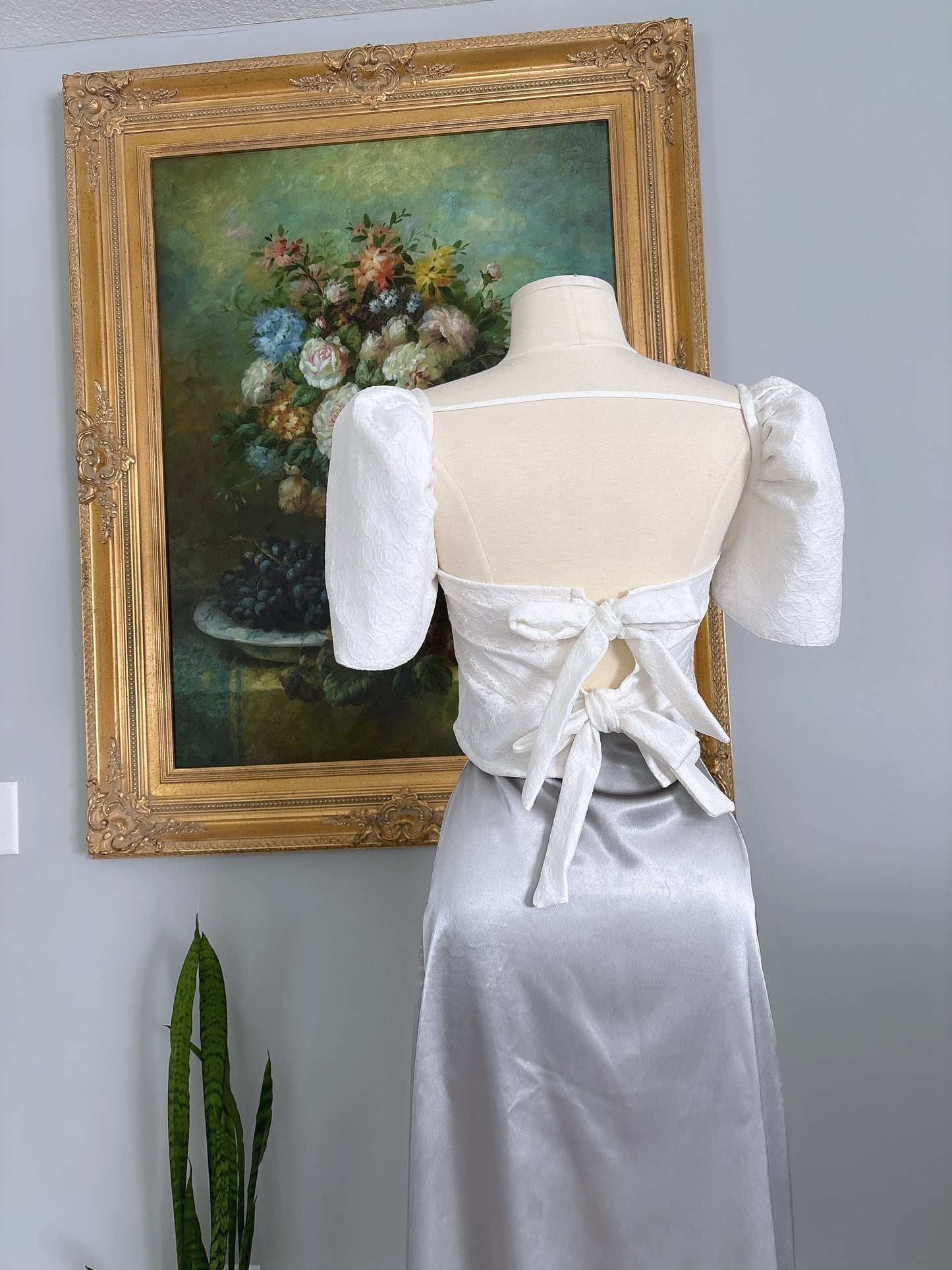 Cropped White Lace Filipiniana Top