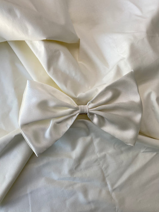 Large White Silky Hair Bow