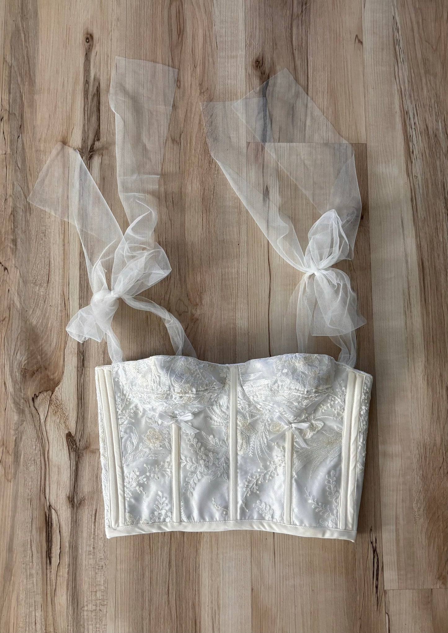 White Embroidered Corset