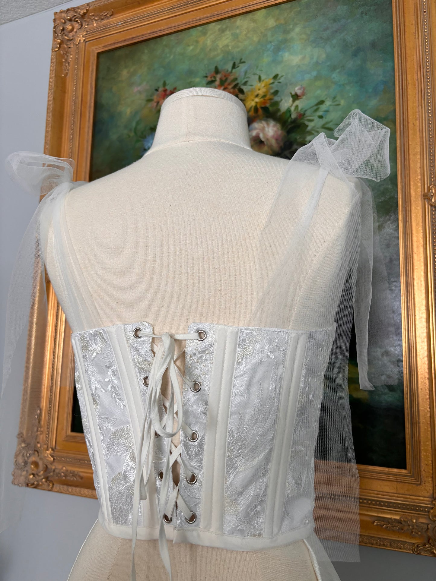 White Embroidered Corset