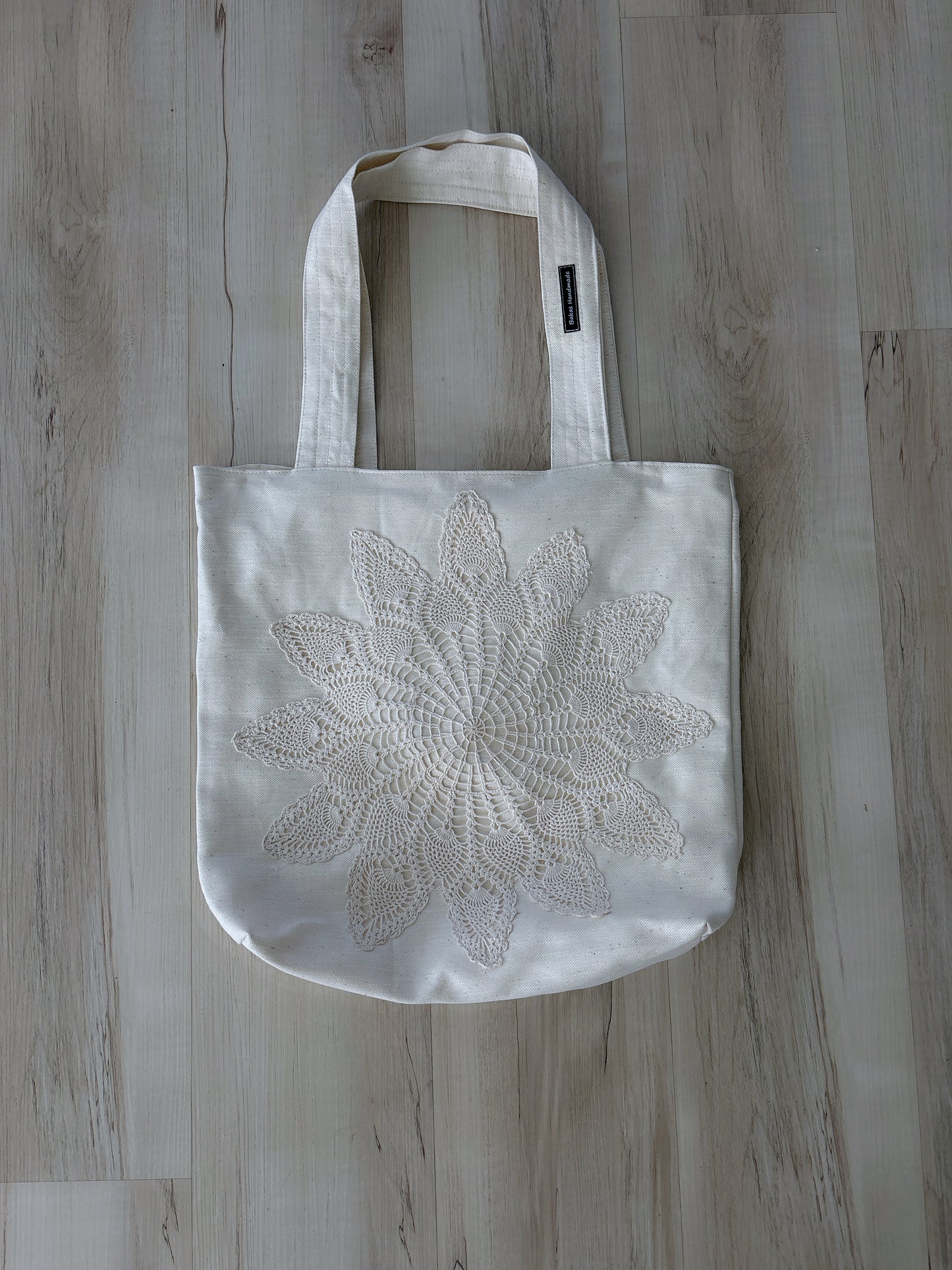 Star Beige Crochet Totebag - Large