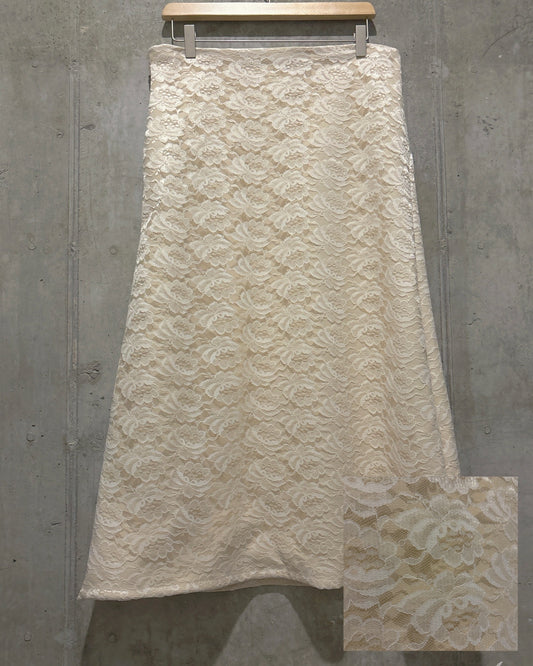 Beige Floral Lace Skirt