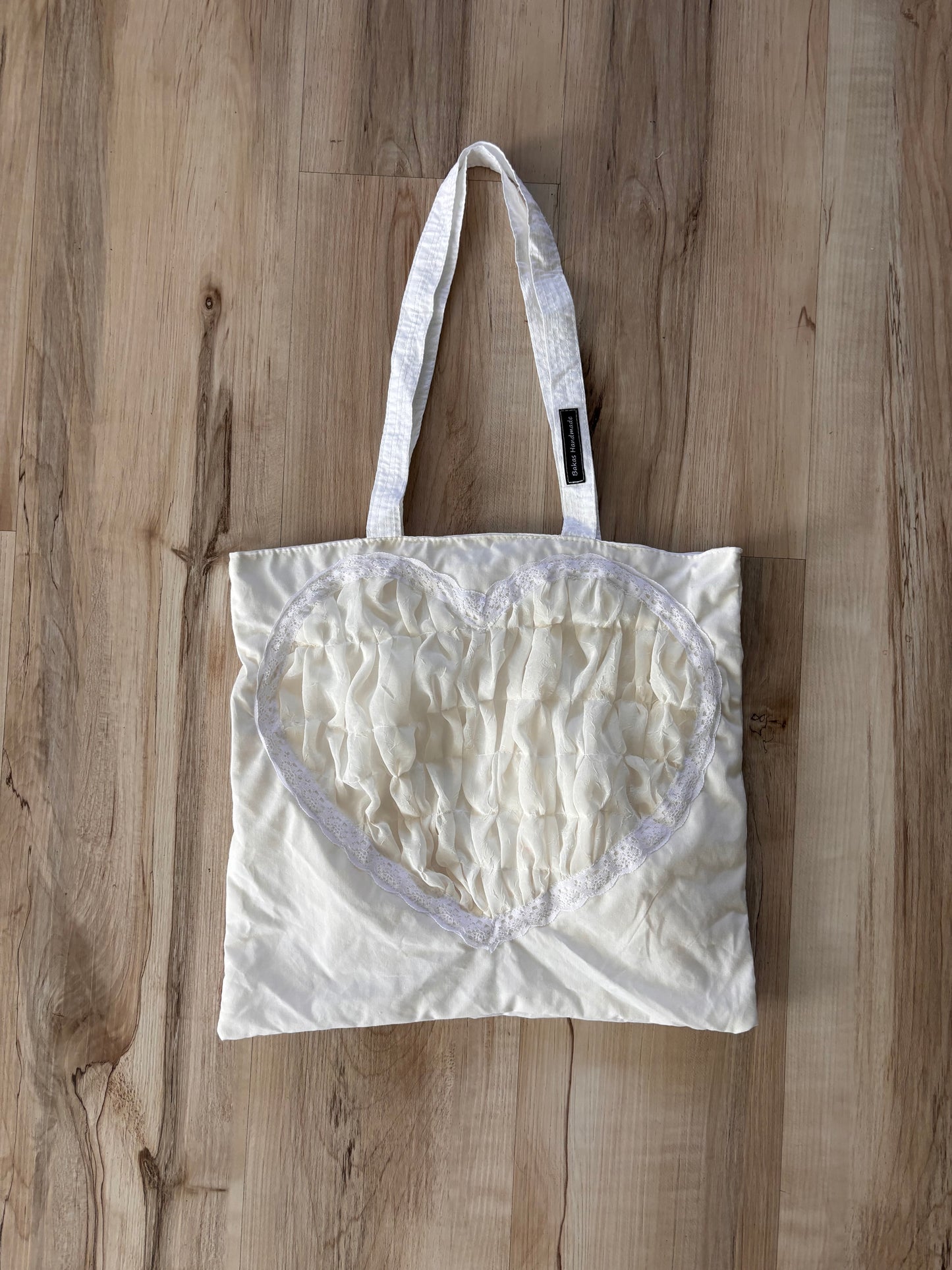 Heart Cutout Tote with Ruffles