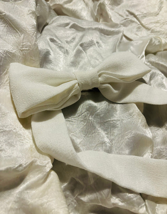 White Tweed Hair Bow