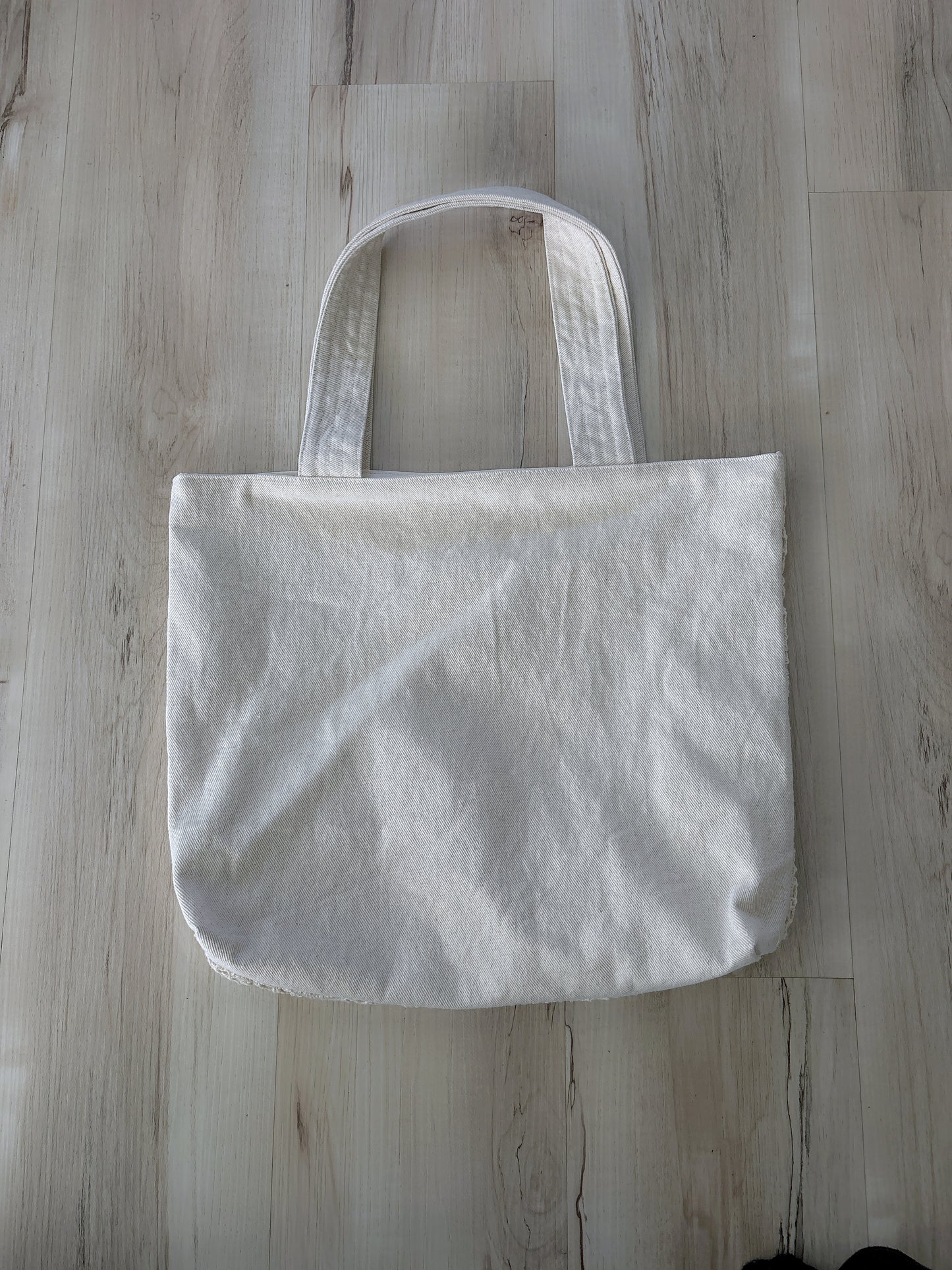 Beige Crochet Tote With Scalloped Detail