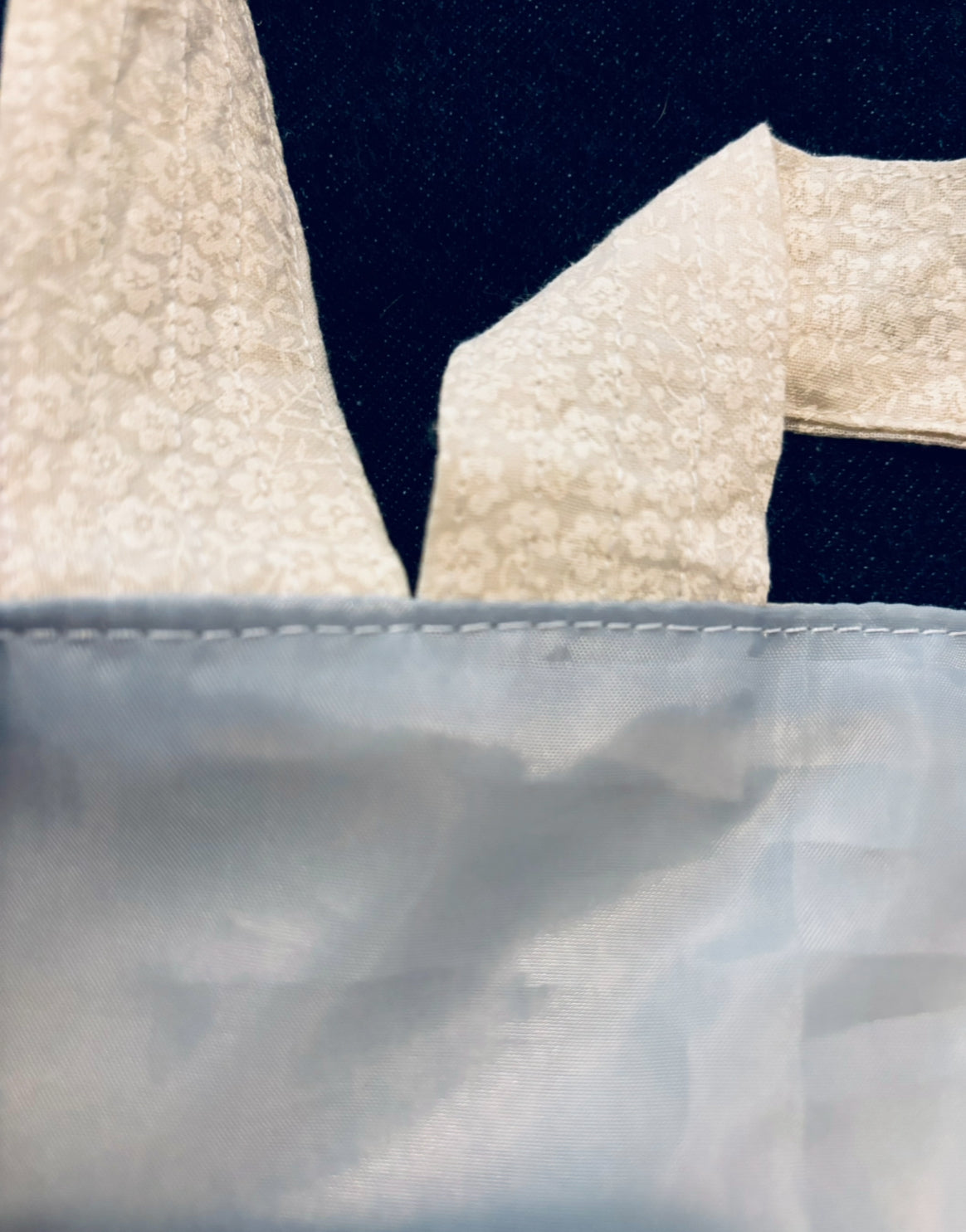 Off White Floral and Denim Tote Bag