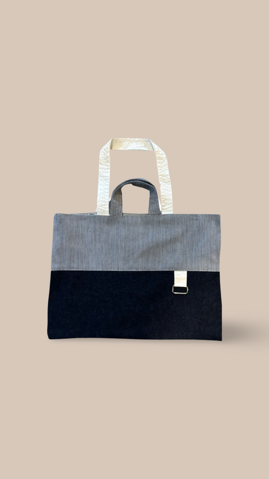 Denim Tote Bag With Keychain Holder