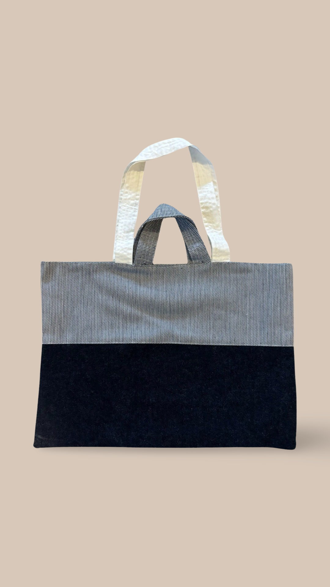 Denim Tote Bag With Keychain Holder